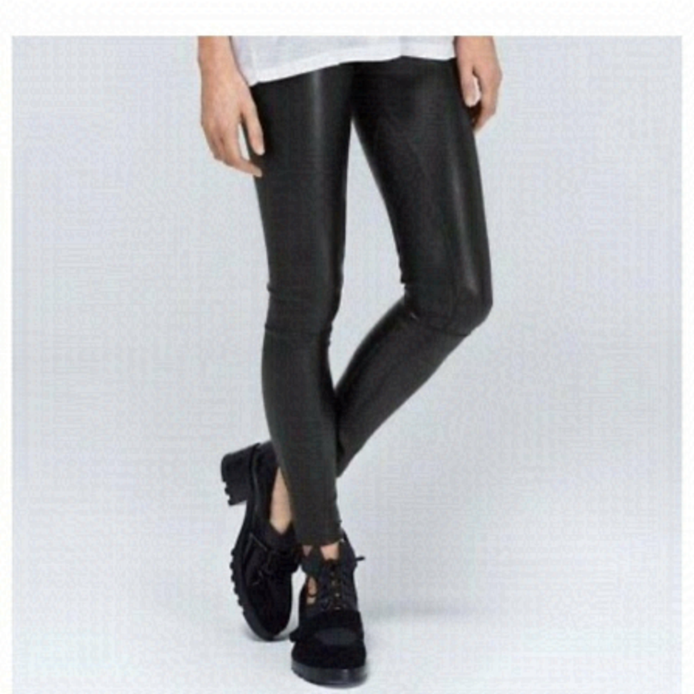 - Wilfred xs olive green faux leather pant